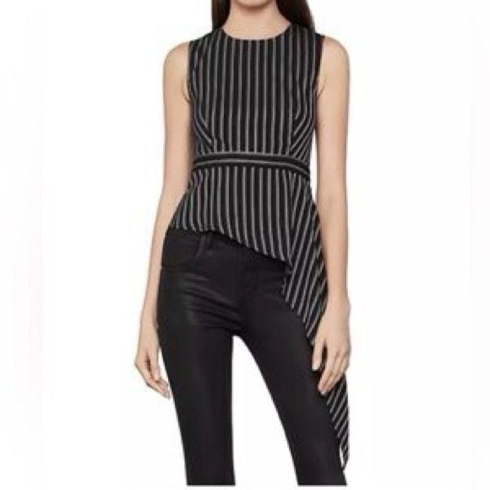 NWT Black Striped Sleeveless asymmetrical top